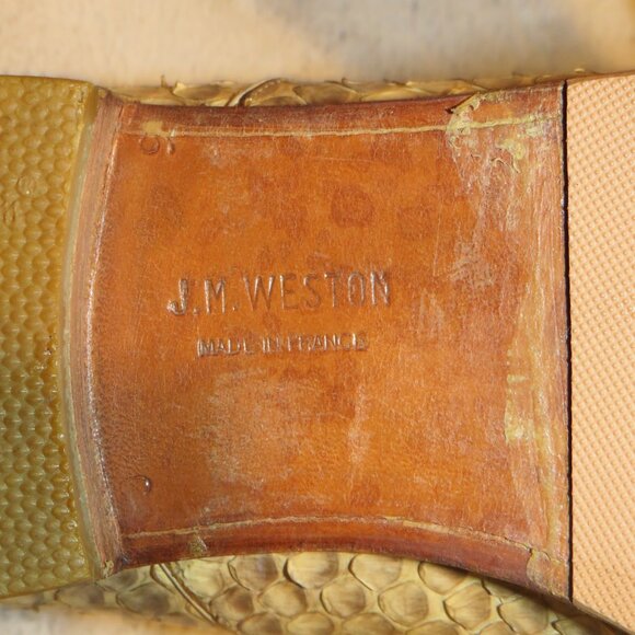 J.M. Weston Cream Snakeskin Leather Custom Made Derby 7C - Picture 10 of 12